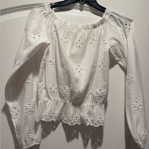 H&M Premium White Embroidery Long sleeve Top XS Like New